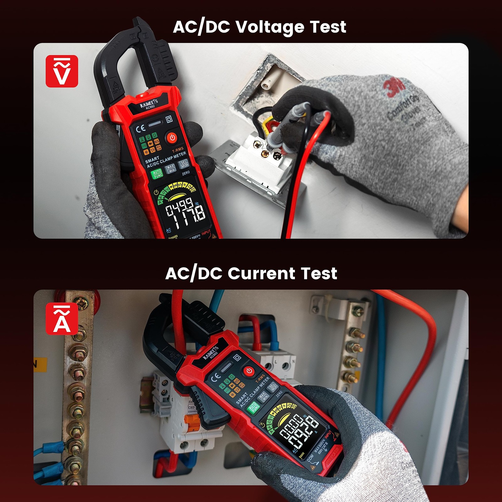 Smart Digital Clamp Meter with HD Screen, Inrush Current & Auto-Ranging