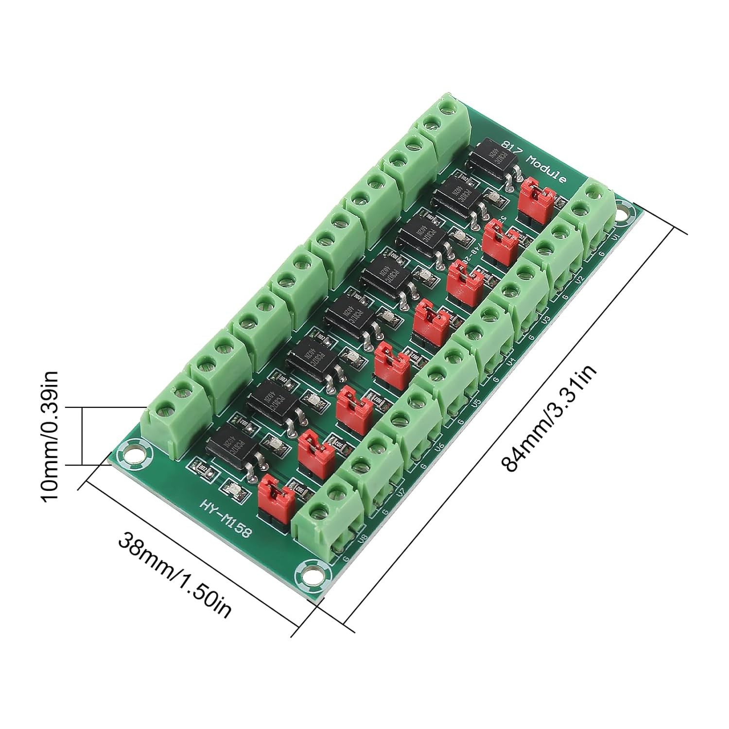 PC817 8-Channel 3.6V-30V Optocoupler Isolation Board Voltage Converter Module