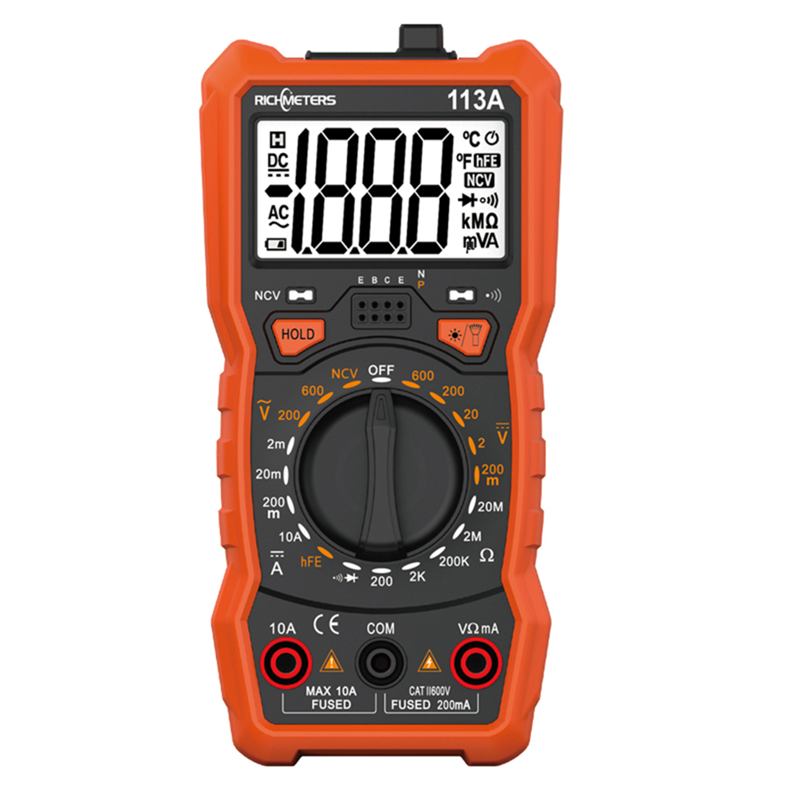 RICHMETERS RM113A NCV Digital Multimeter HFE AC/DC Voltage Measuring Meter I6L7