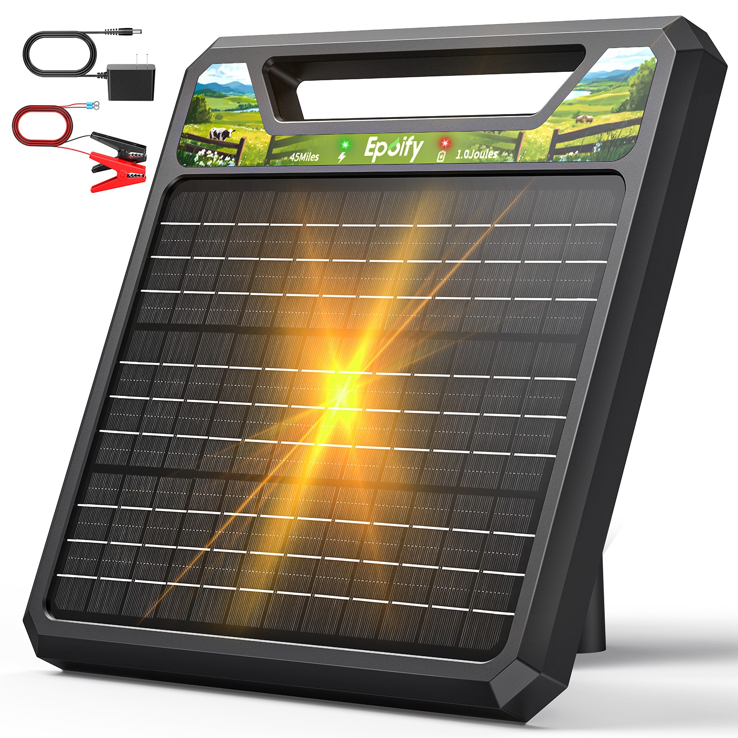 Solar Electric Fence Charger 45-Mile Solar Lithium Technology Electric Energizer