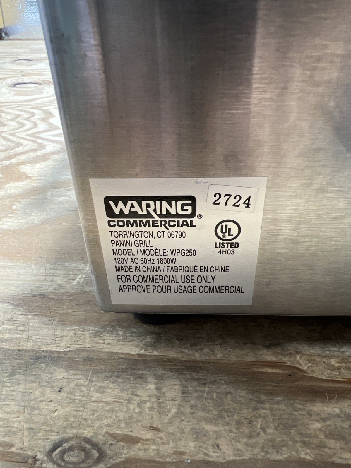 Waring WPG250 Commercial Panini Express Grooved Plates 120v «TESTED»