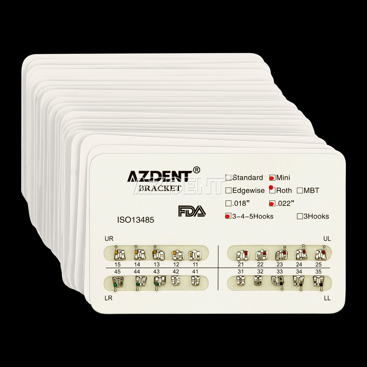 10sets AZDENT Dental Ortho Metal Brackets Mini/Standard, Roth/MBT, Slot.022 .018