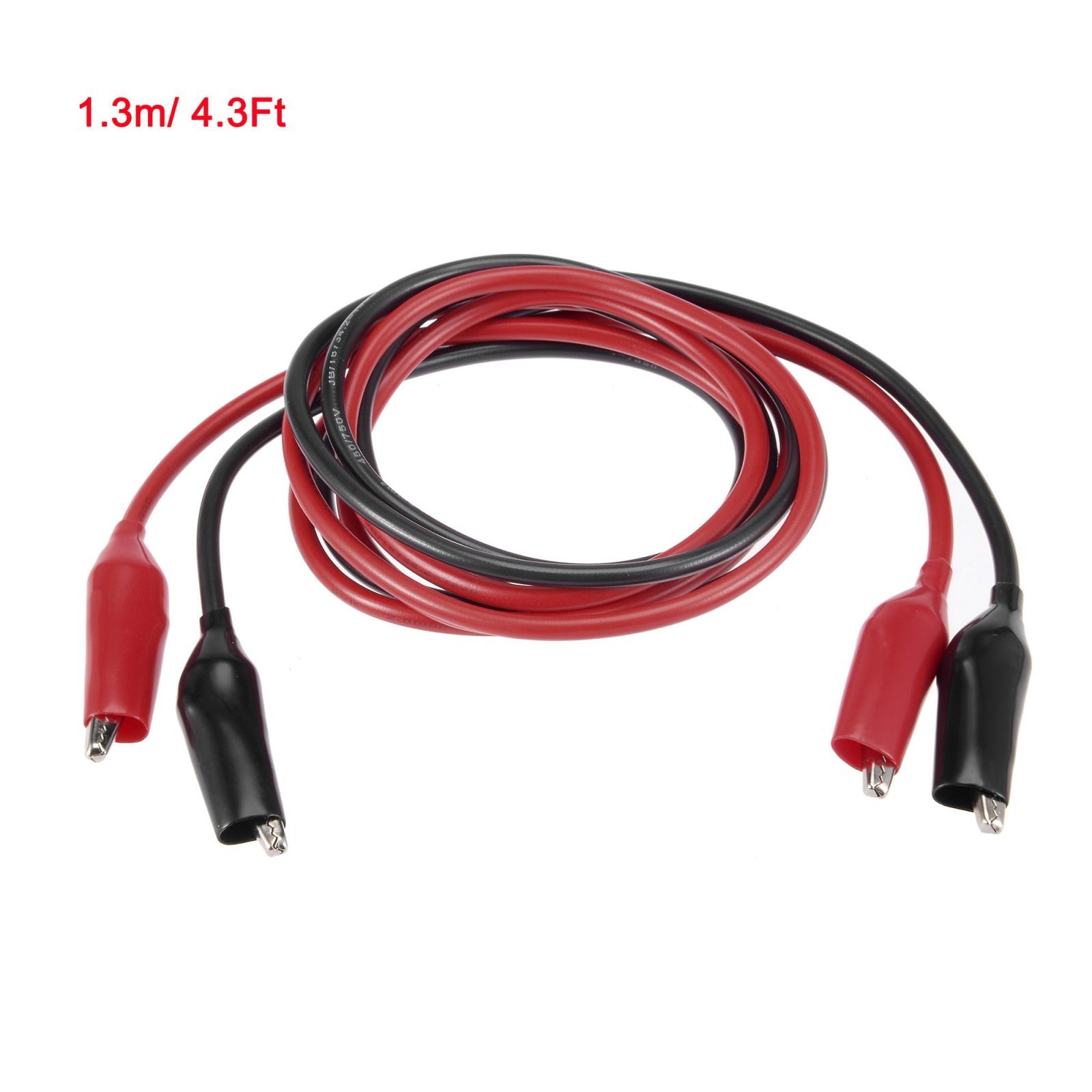 Double Ended Test Lead Alligator Clip Wire Jumper Cable 1.3meter Long 2pcs
