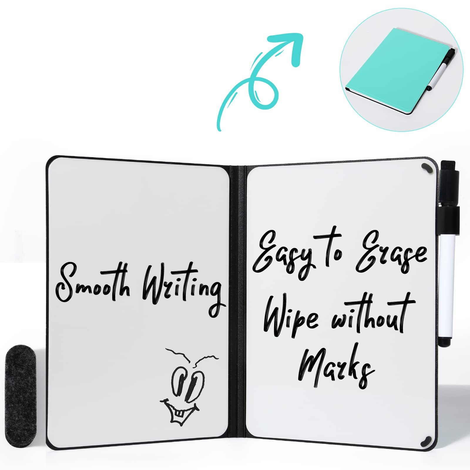 Portable White Board Dry Erase, Double Sided Folding Whiteboards with Pen, Sm…