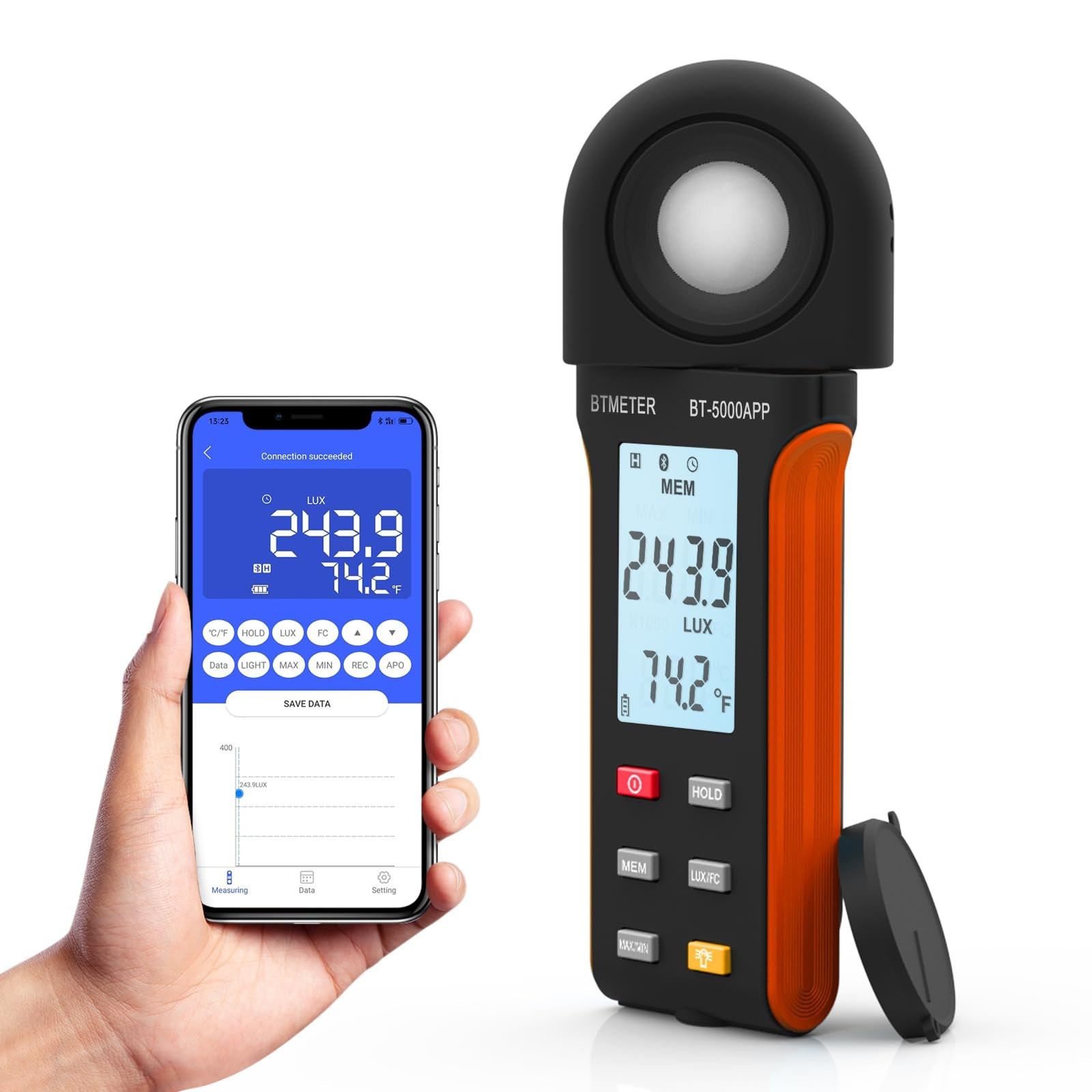 BTMETER Illuminance Light Meter w/Bluetooth – Digital Lumen Tester Measure Li…