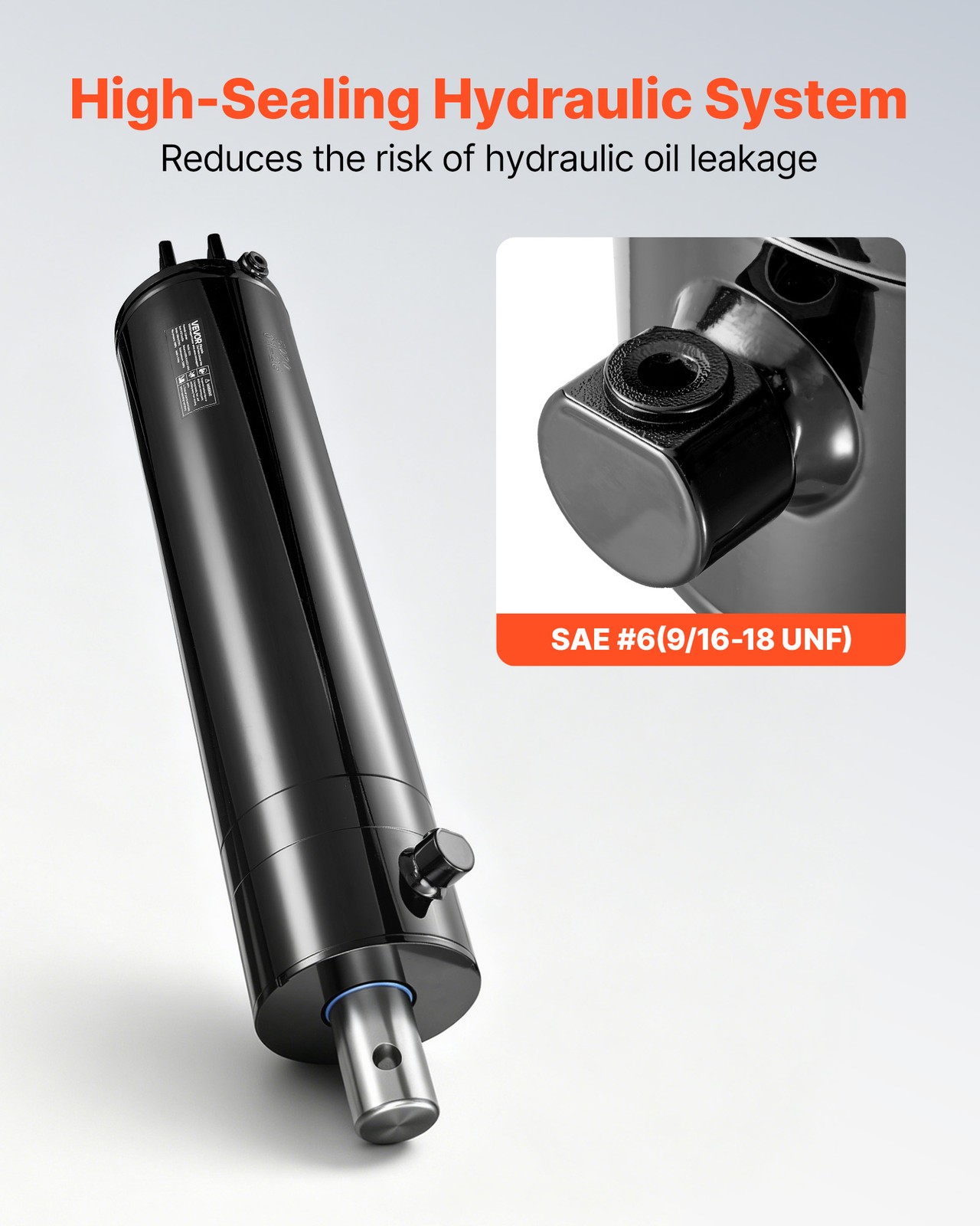 VEVOR Double Acting Hydraulic Cylinder Max 4500PSI Pressure 5″ Bore & 20″ Stroke