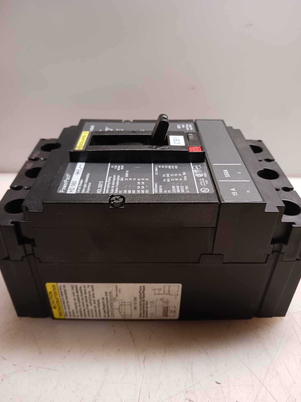 NEW SQUARE D HDL36015 POWERPACT CIRCUIT BREAKER 15 AMP 3 POLE 600 VAC 18KA