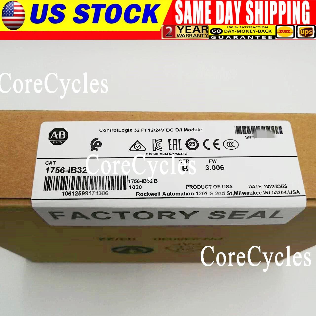 NEW- Allen Bradley 1756-IB32 AB SER B CONTROLOGIX 32 PT DC INPUT MODULE US USA