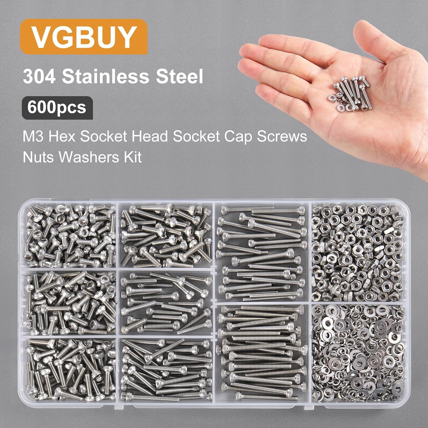 VGBUY 600Pcs M3 Screw Assortment Kit, M3 Screws (8 Sizes 6-30Mm) for 3D Printer