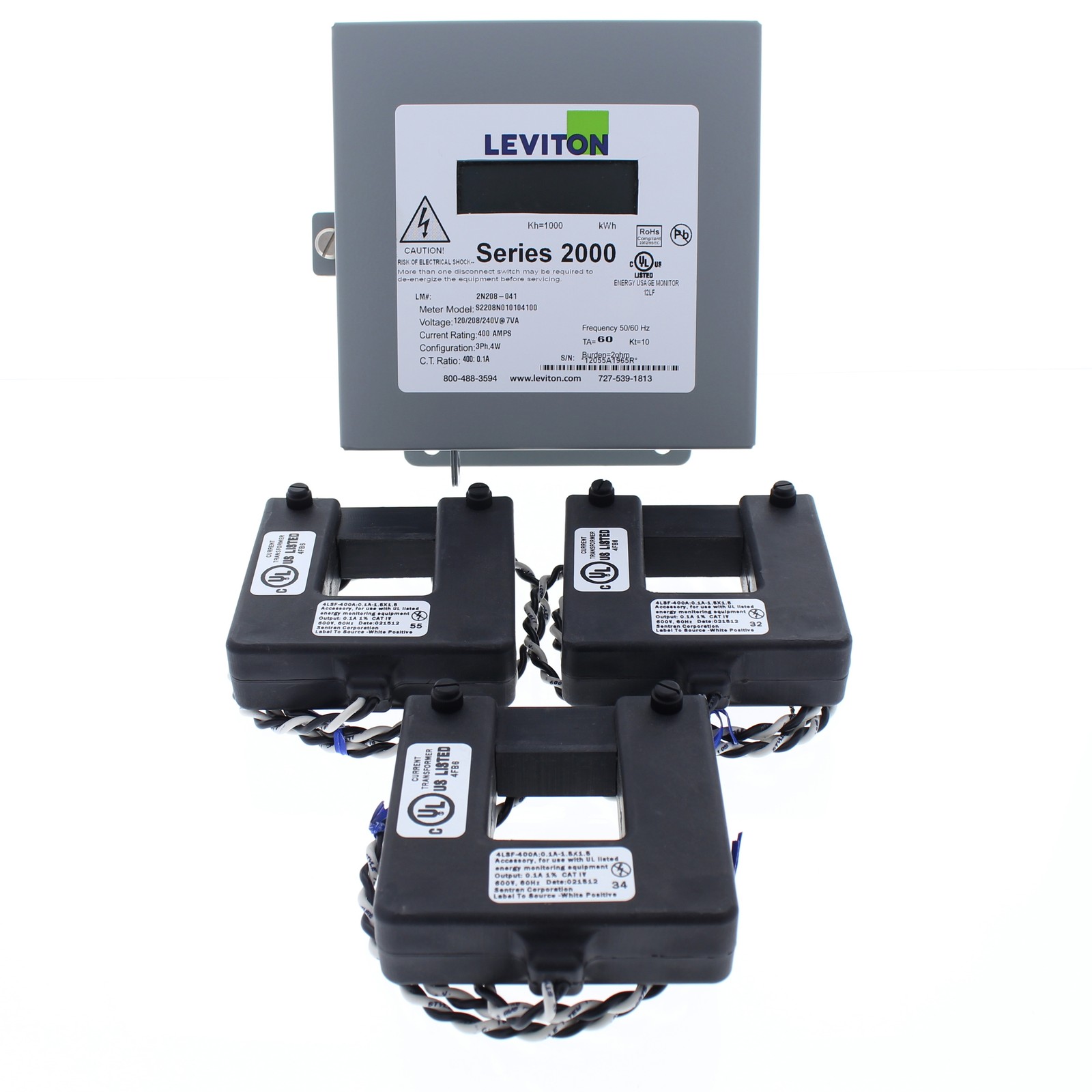 Leviton 2N208-T41 Three Element Meter Series 2000 3P NEMA 1 400A 120/240/208V