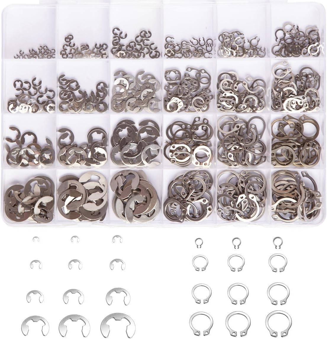 Mariyandh 327Pcs E-Clips Silver Stainless 327pcs e-clips+c-clips,