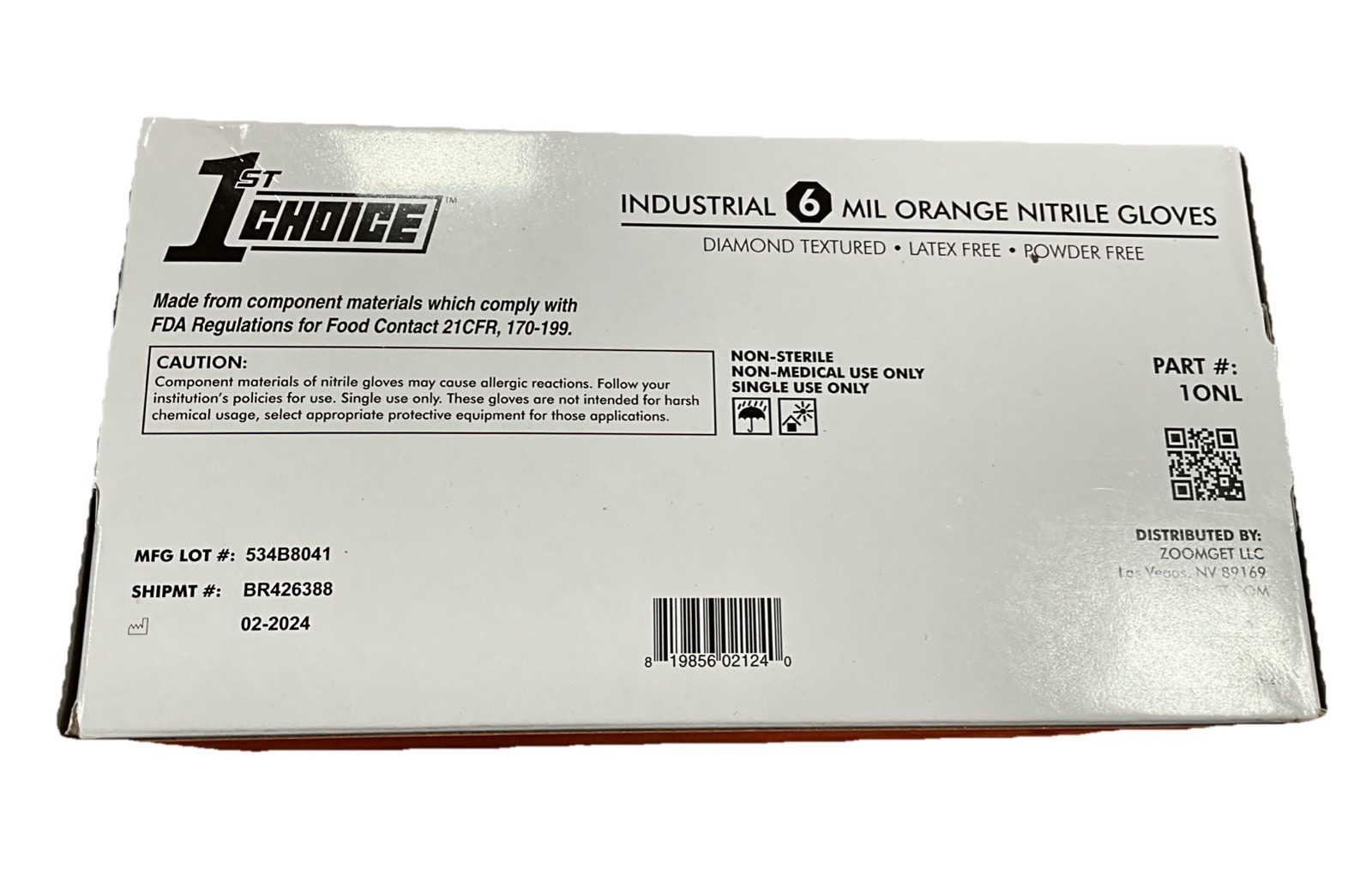 1st Choice Premium Orange Nitrile Disposable Gloves, 6 Mil, Box of 100
