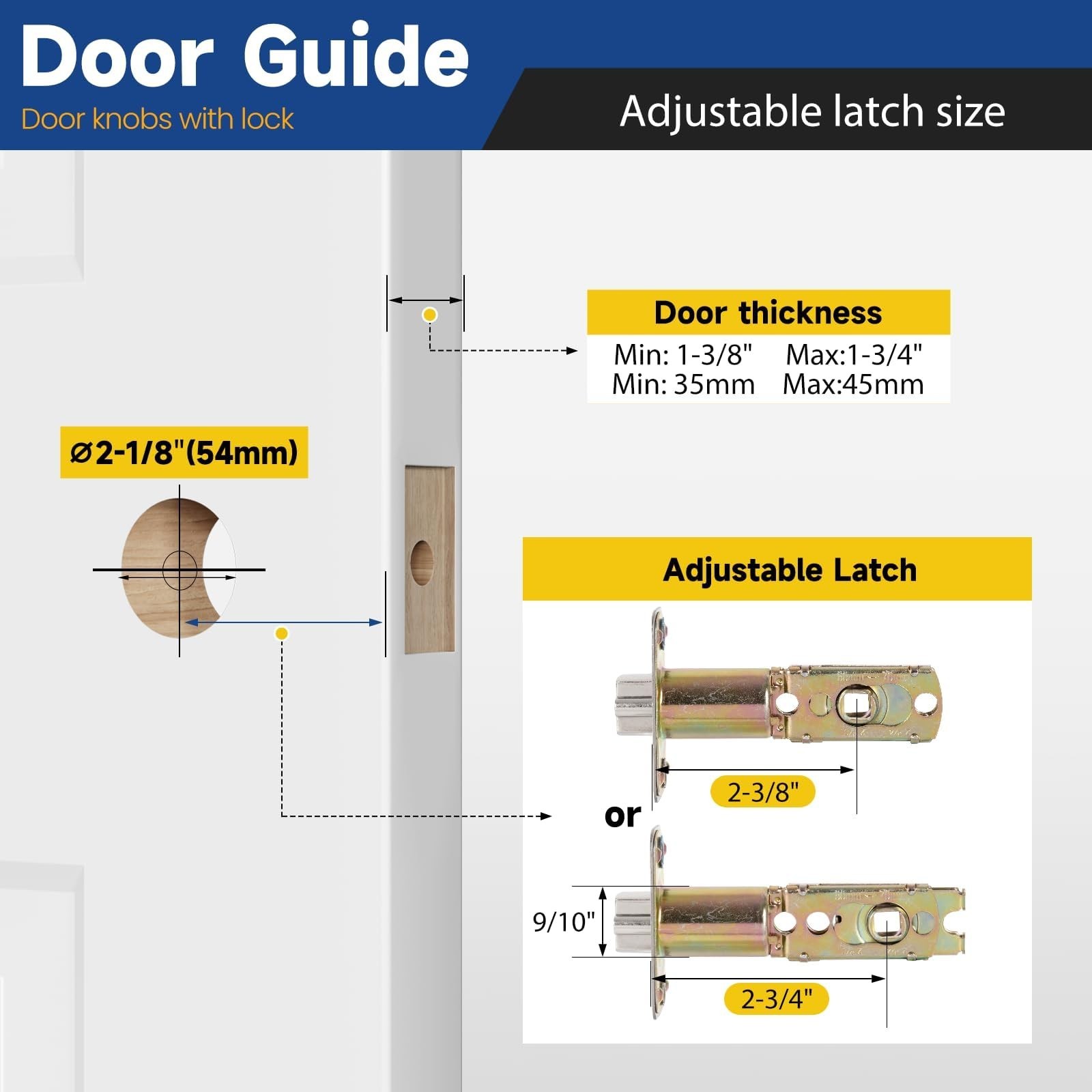 6 Pack Keyed Entry Door Knob with Lock and Key, Exterior and Interior Door Kn…