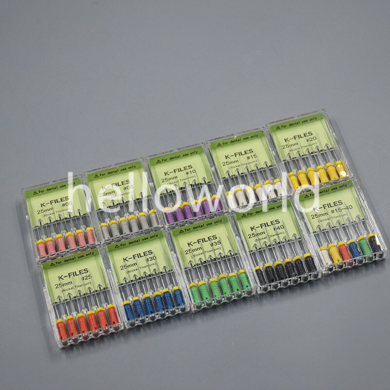 6 Pcs/Pack Nickel Titanium Dental Endodontic Root Canal Hand Use K-Files #15-40
