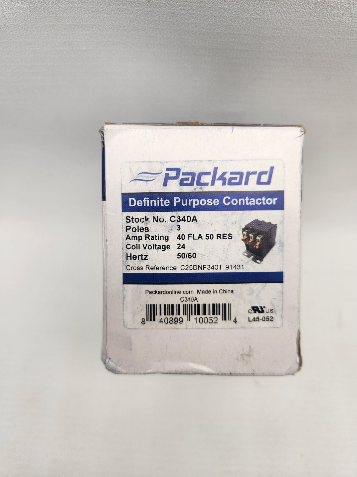 Packard C340A Contactor 3 Pole 40 Amps 24 Coil Voltage