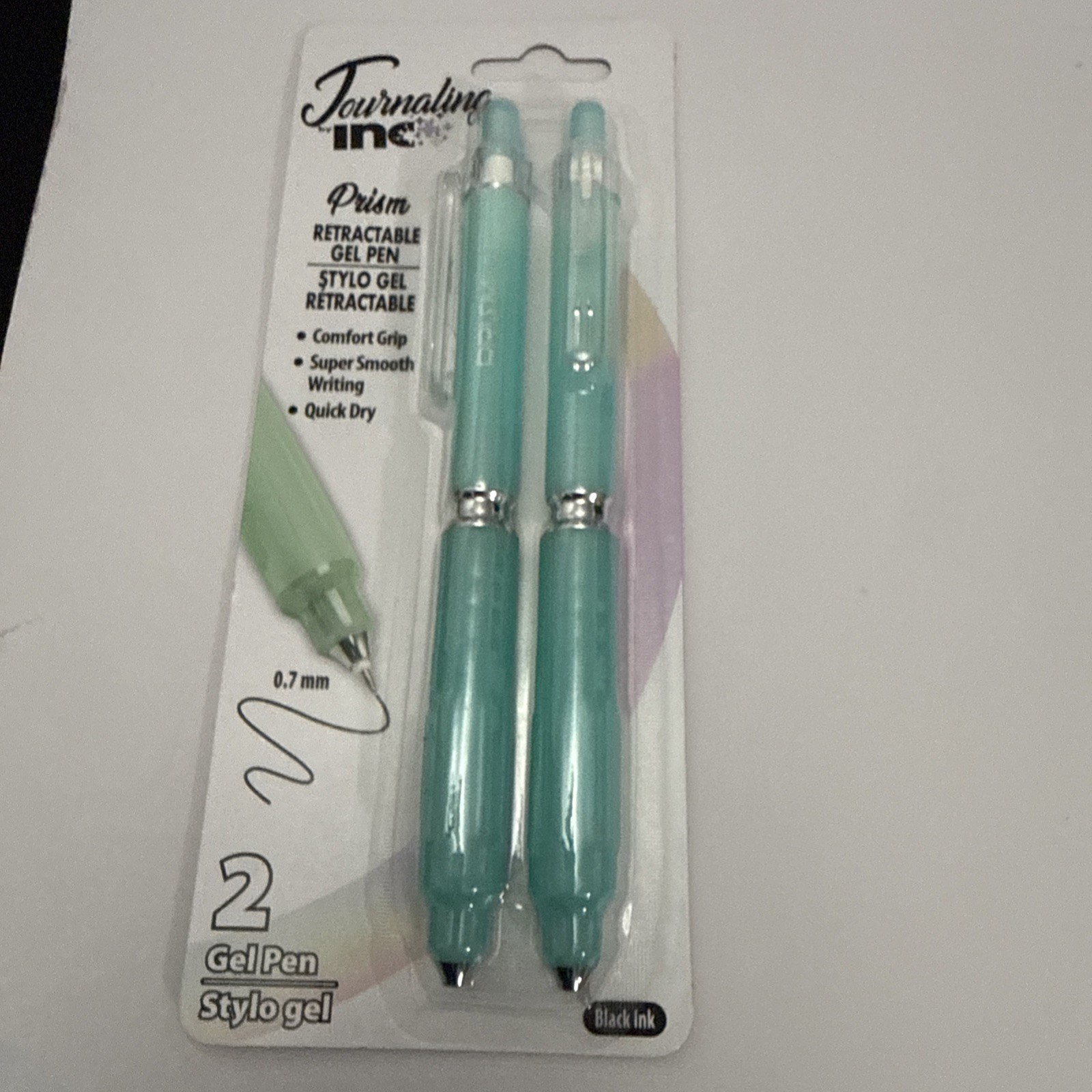 2- Journaling INC Mint Green & Purple retractable Pens Black Ink