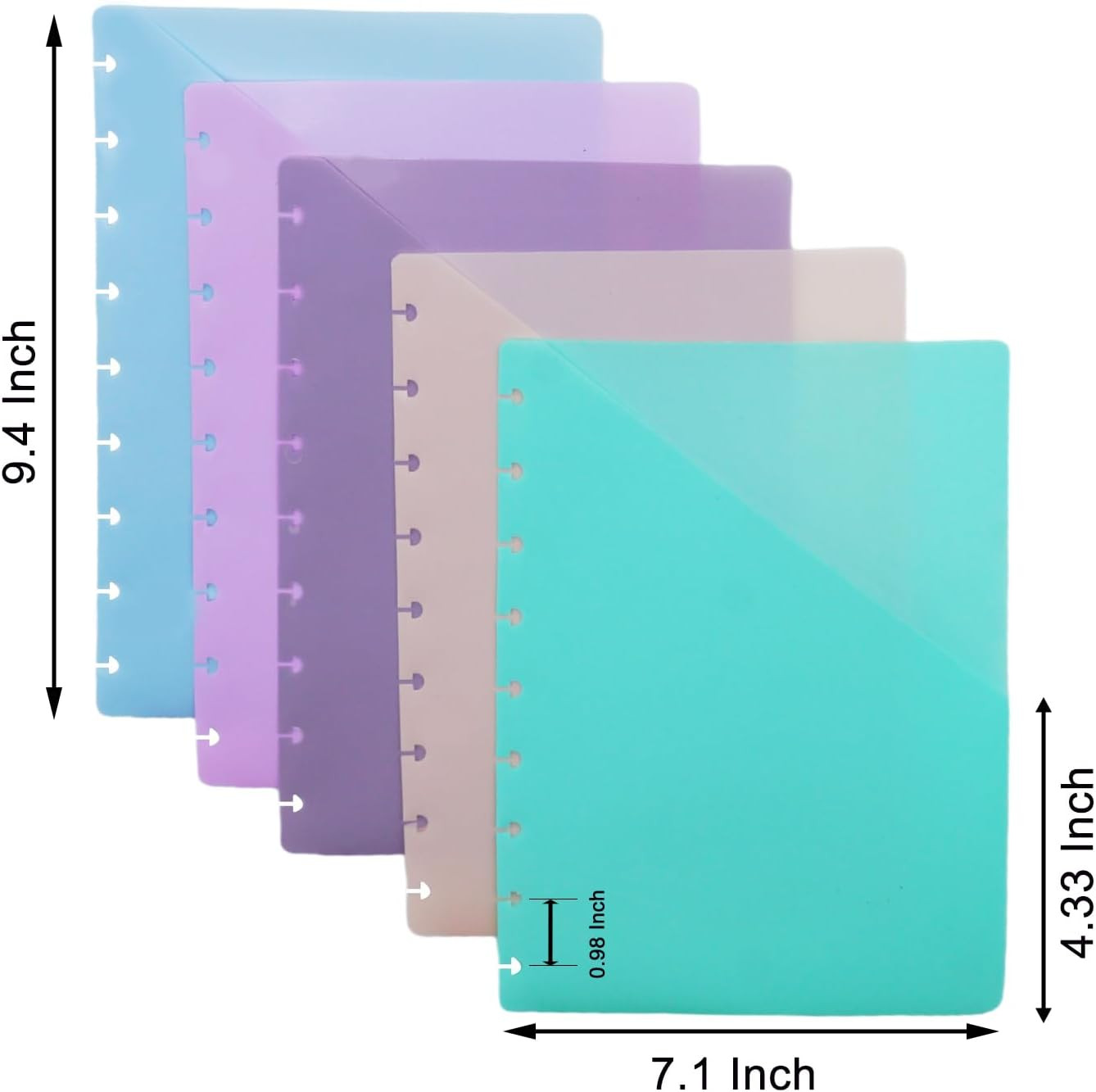 Discbound Classic Notebook with Pockets & 5 Plastic Index Dividers, 7×9.25