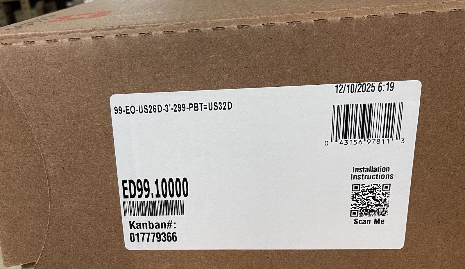 VON DUPRIN 99 EO RIM EXIT DEVICE 99-EO-US26D-3′-299-PBT=US32D