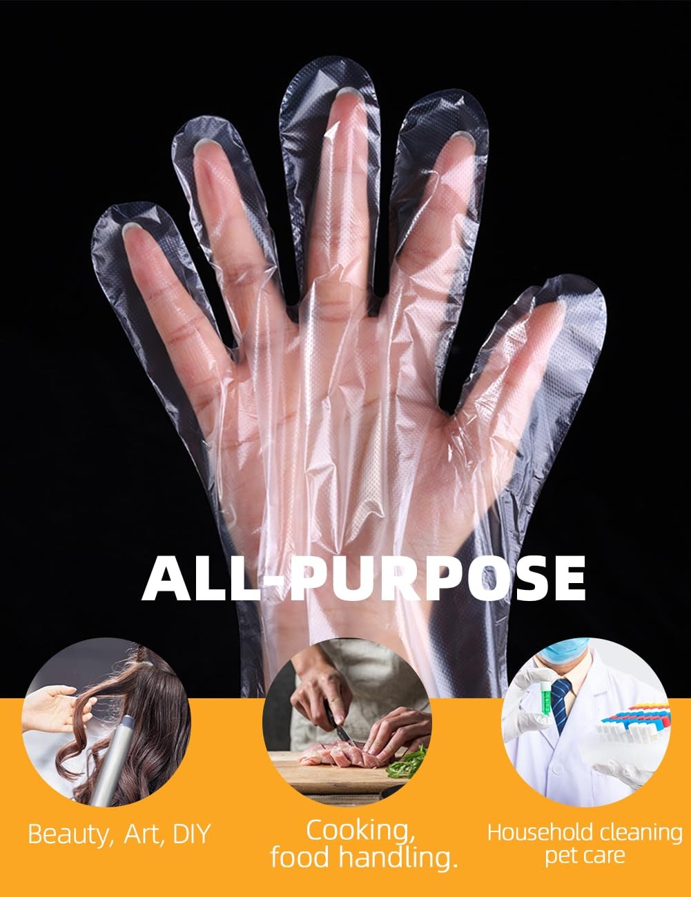 400 Count Disposable Poly Plastic Gloves BPA-Free, Latex-Free, Powder-Free