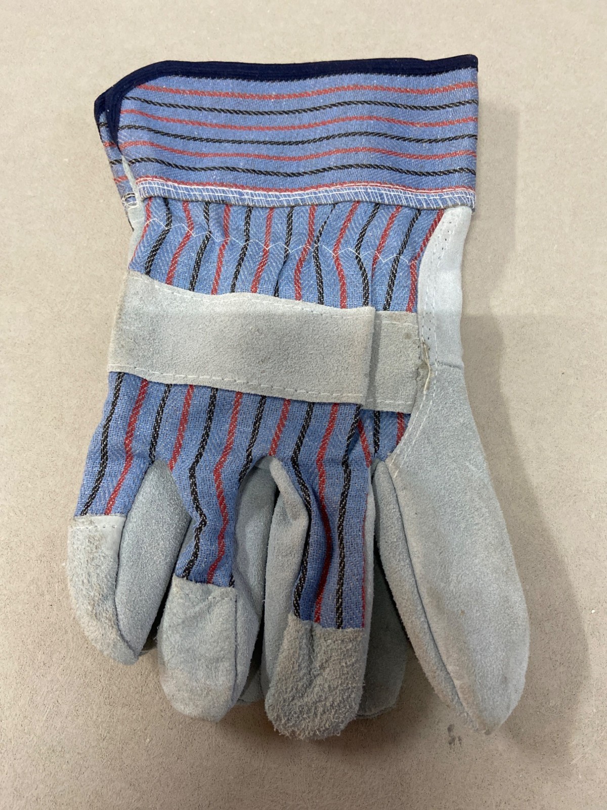 Industrial Work Gloves XL Blue Gray Leather Polyester Heavy Duty Construction