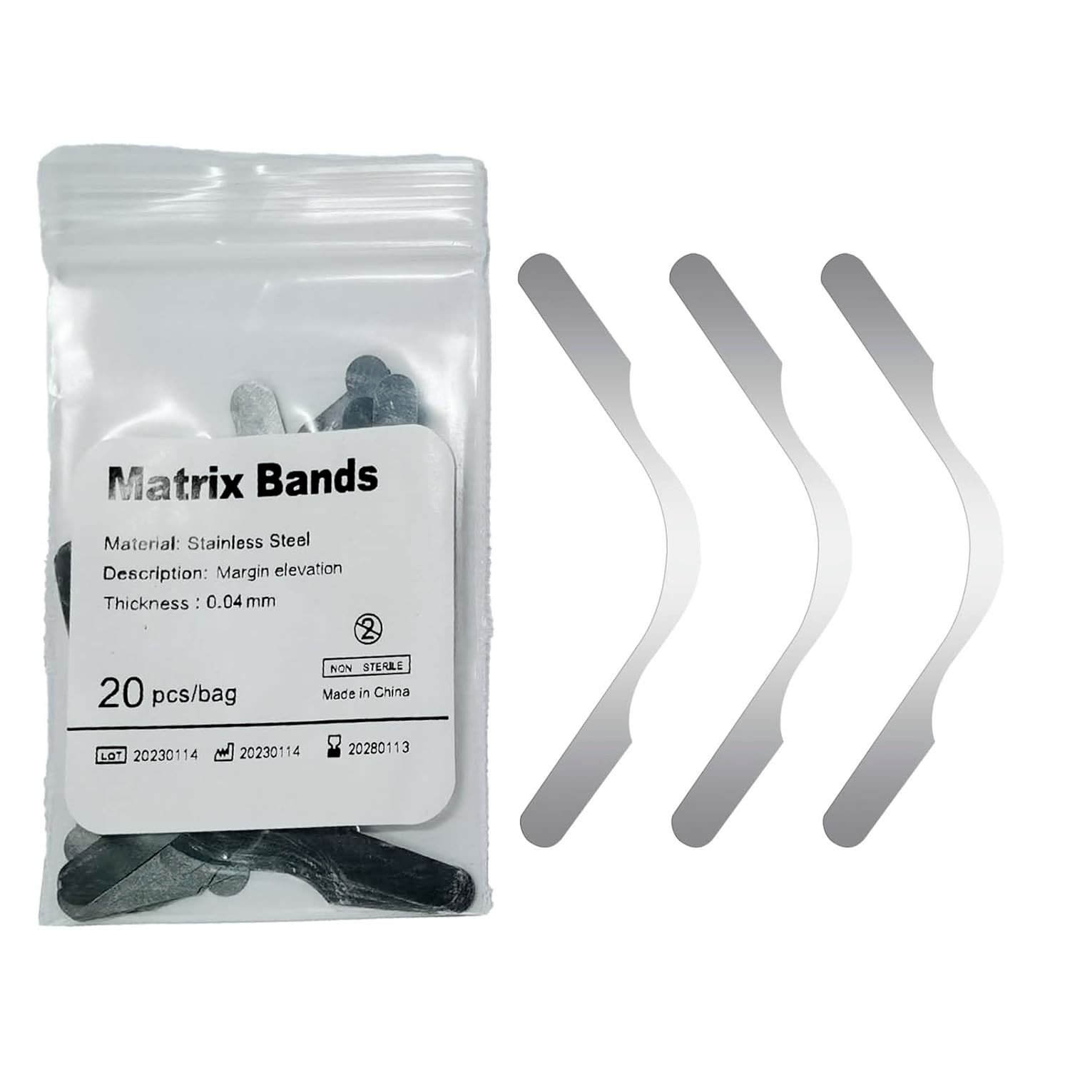 20 Pcs/Bag Dental Bands Margin Clip Tofflemire Stainless Steel Forming Elevation
