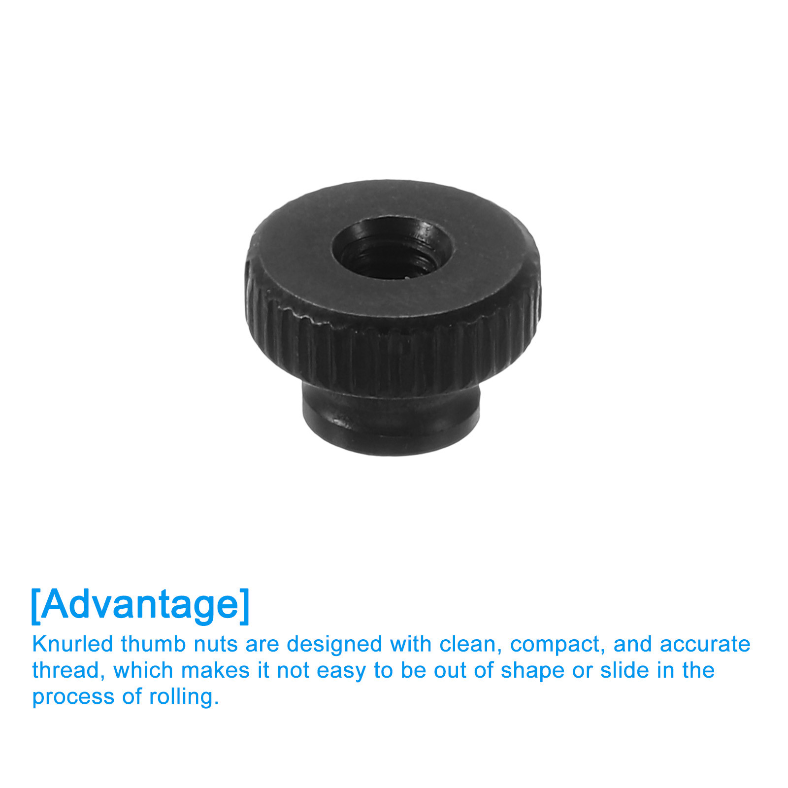 12Pcs Knurled Thumb Nuts M4 Carbon Steel Nut High Head Through Hole Black