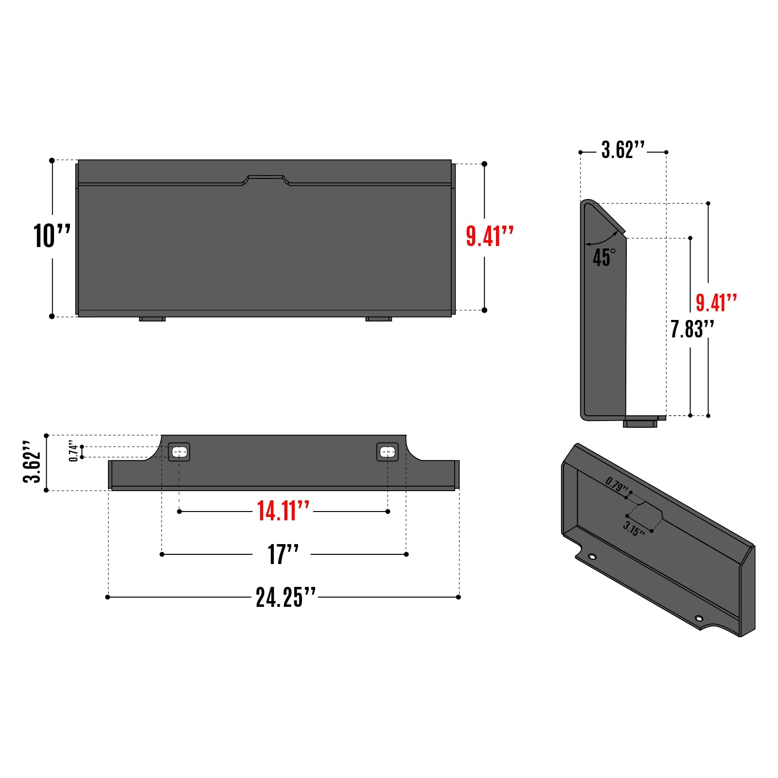 MechMaxx 44» 4-In-1 Combo Skid Steer Bucket Attachment With Quick Attach, BT44