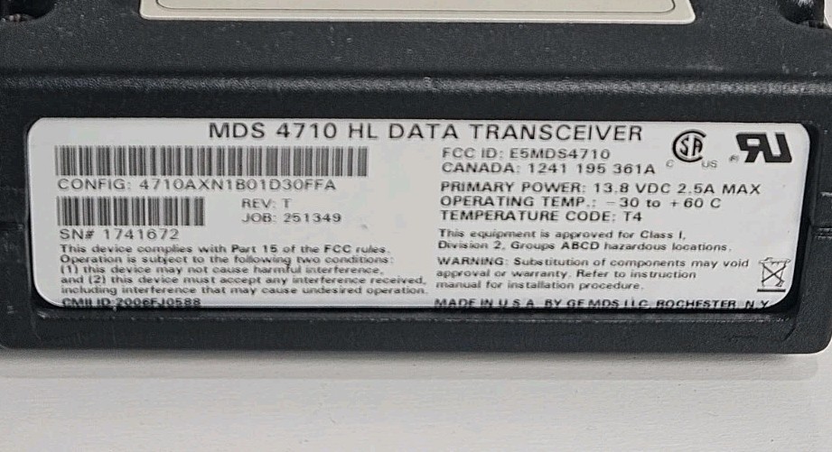 MDS 4710 High Performance DSP Data Transceiver System Module w Brackets