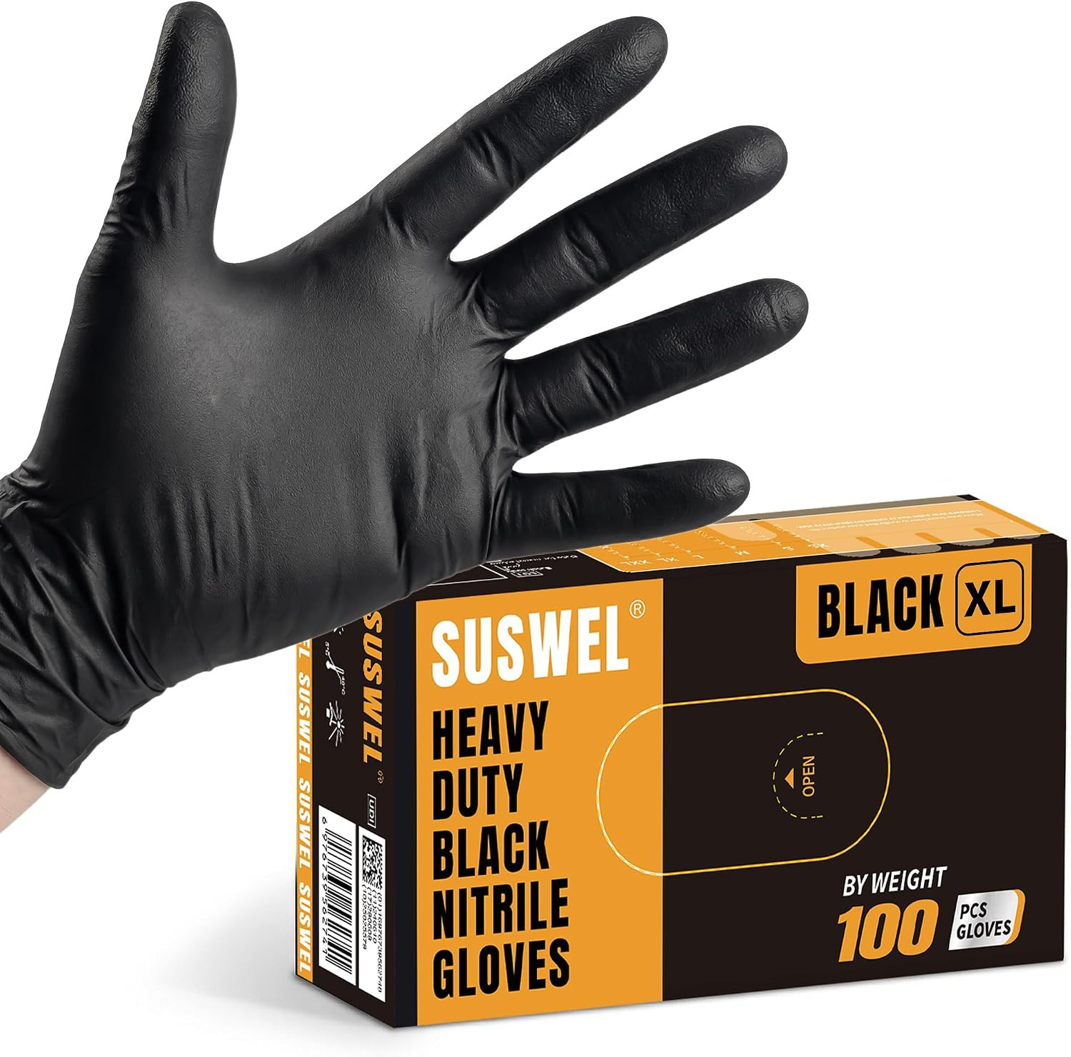 HEAVY DUTY 6 Mil Nitrile Gloves Disposable Latex Free Black Rubber Mechanic Tatt