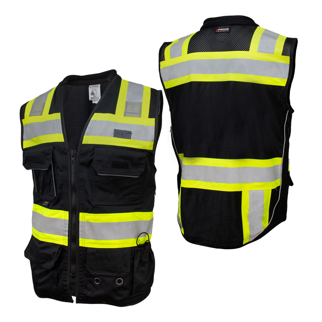 Fierce Safety SU500B Premium Surveyors Class 1 Black Vest with Tablet Pocket