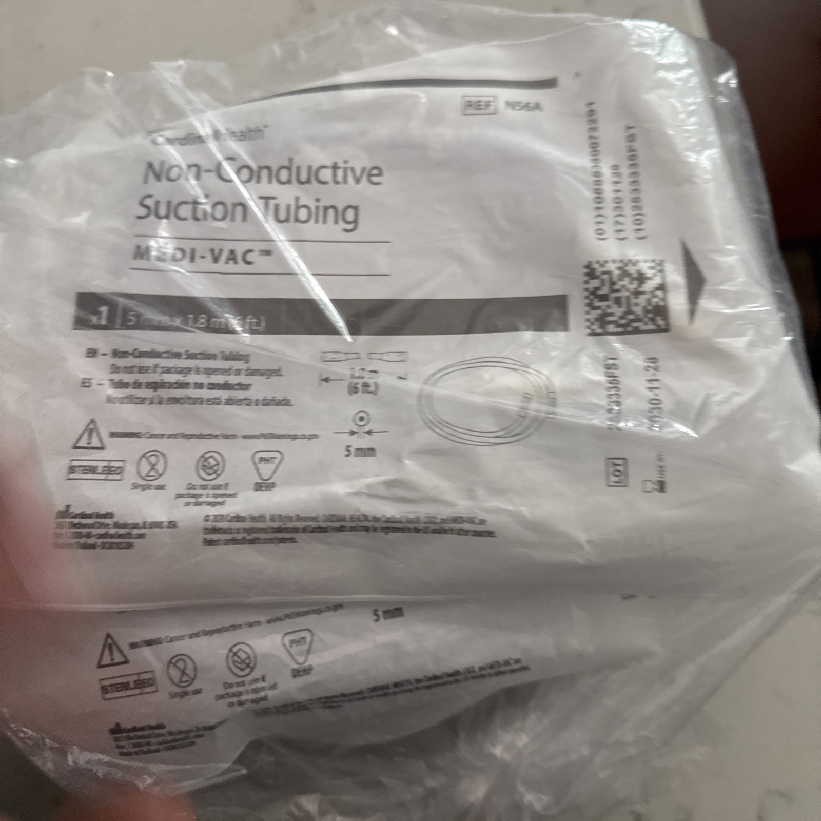 Lot 4 CARDINAL HEALTH N56A MEDI-VAC NON-CONDUCTIVE SUCTION TUBING 5 MM X 1.8 M