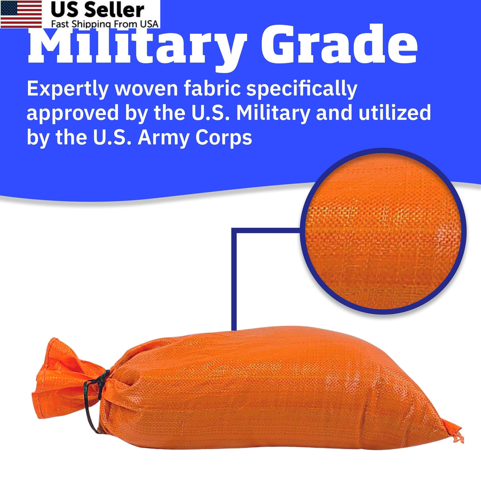 DURASACK Heavy Duty Sand Bags with Tie Strings Empty 100 Sandbags, Orange