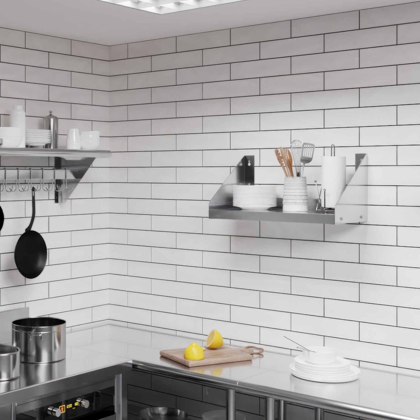 12 in. x 24 in. Stainless Steel Wall Shelf with Side Guards