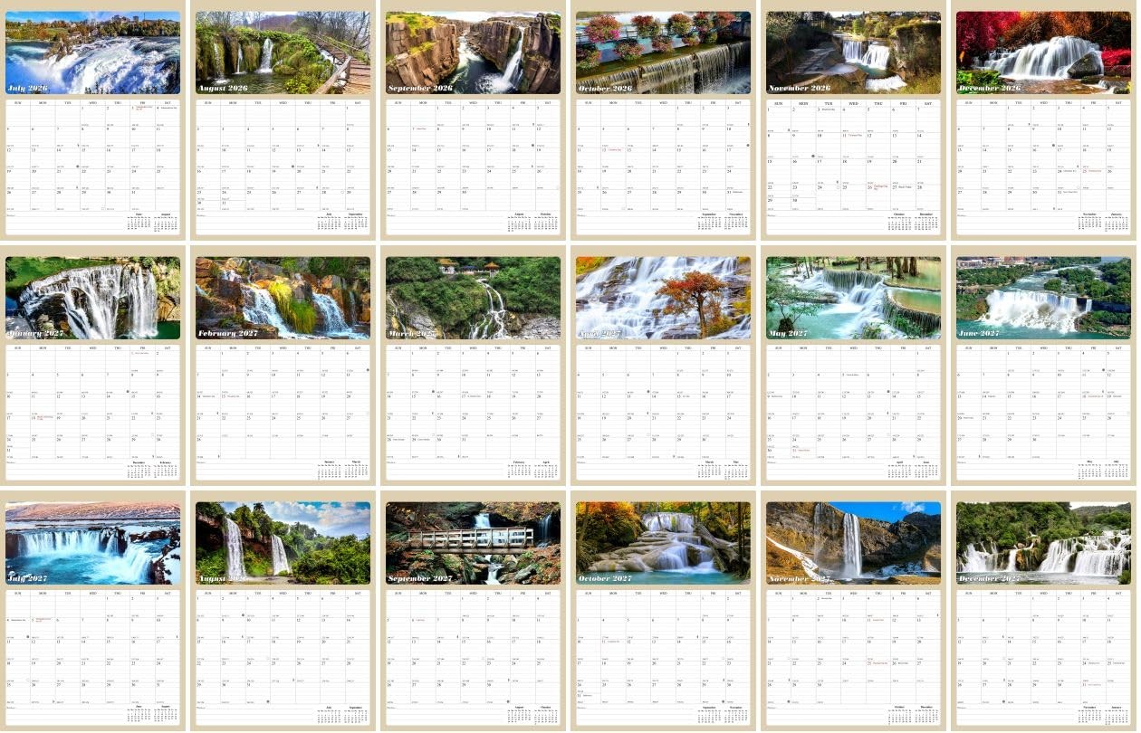 2026-2027 Wall Calendar Spiral-bound Twin-Wire Binding – 18 Months multicolor