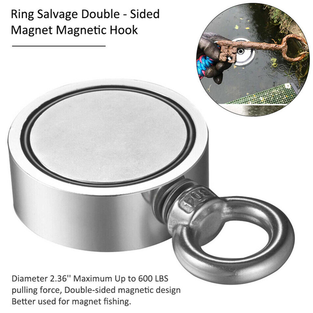Double Sided Super Strong Neodymium Fishing Magnet 400/600/800LB Pulling Force
