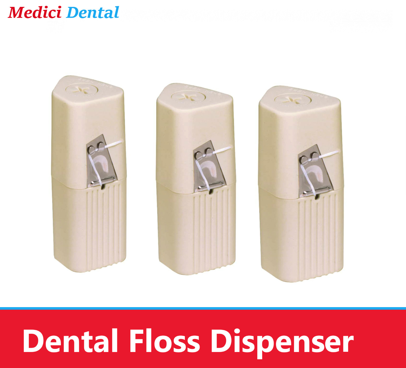 3 x Dental FLOSS Dispenser FOR PROFESSIONAL SIZE 200 YD. REFILL – Beige, 3/Pack