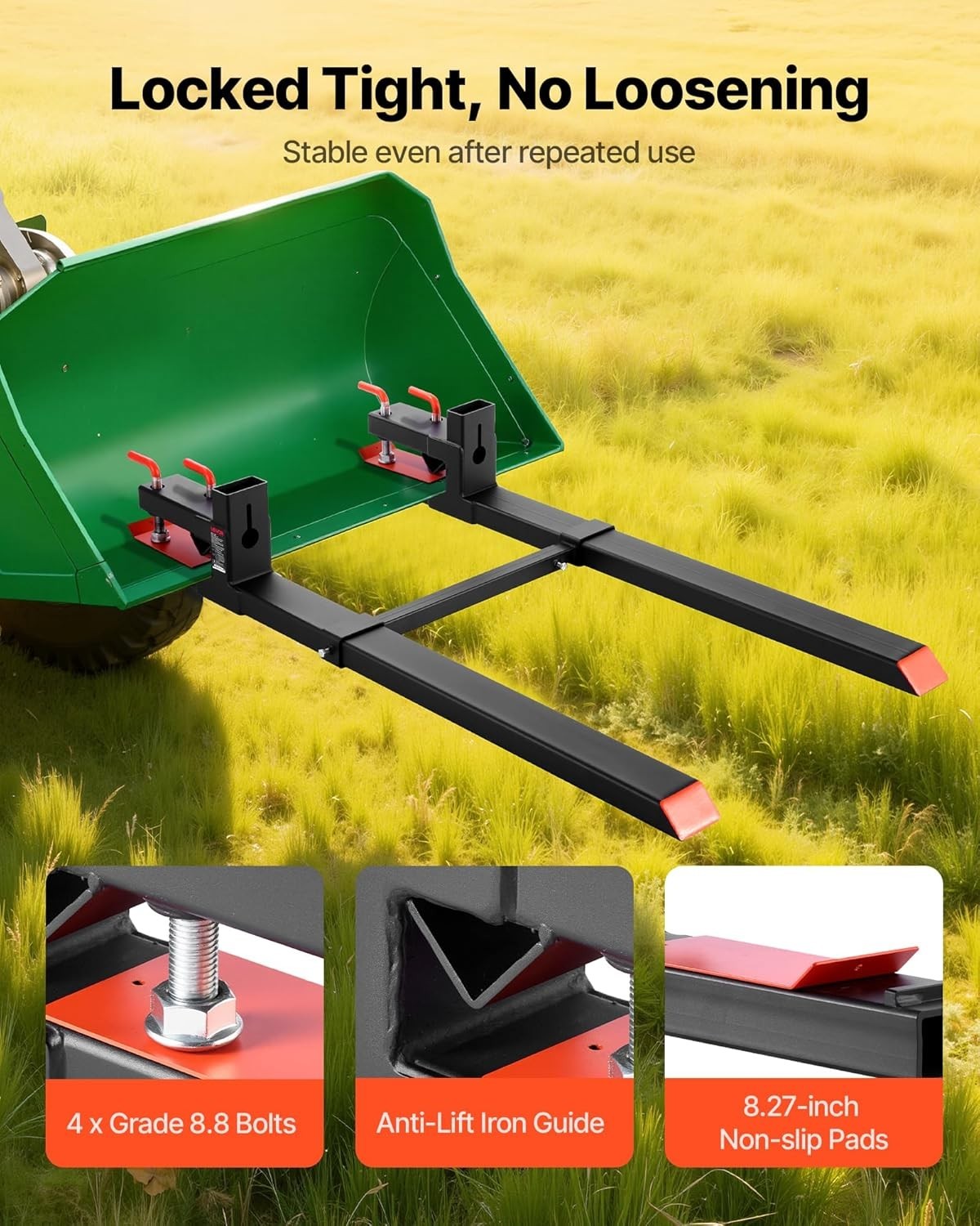 Vevor Clamp On Pallet Forks 4000 Lb 60 In Tractor Loader Black