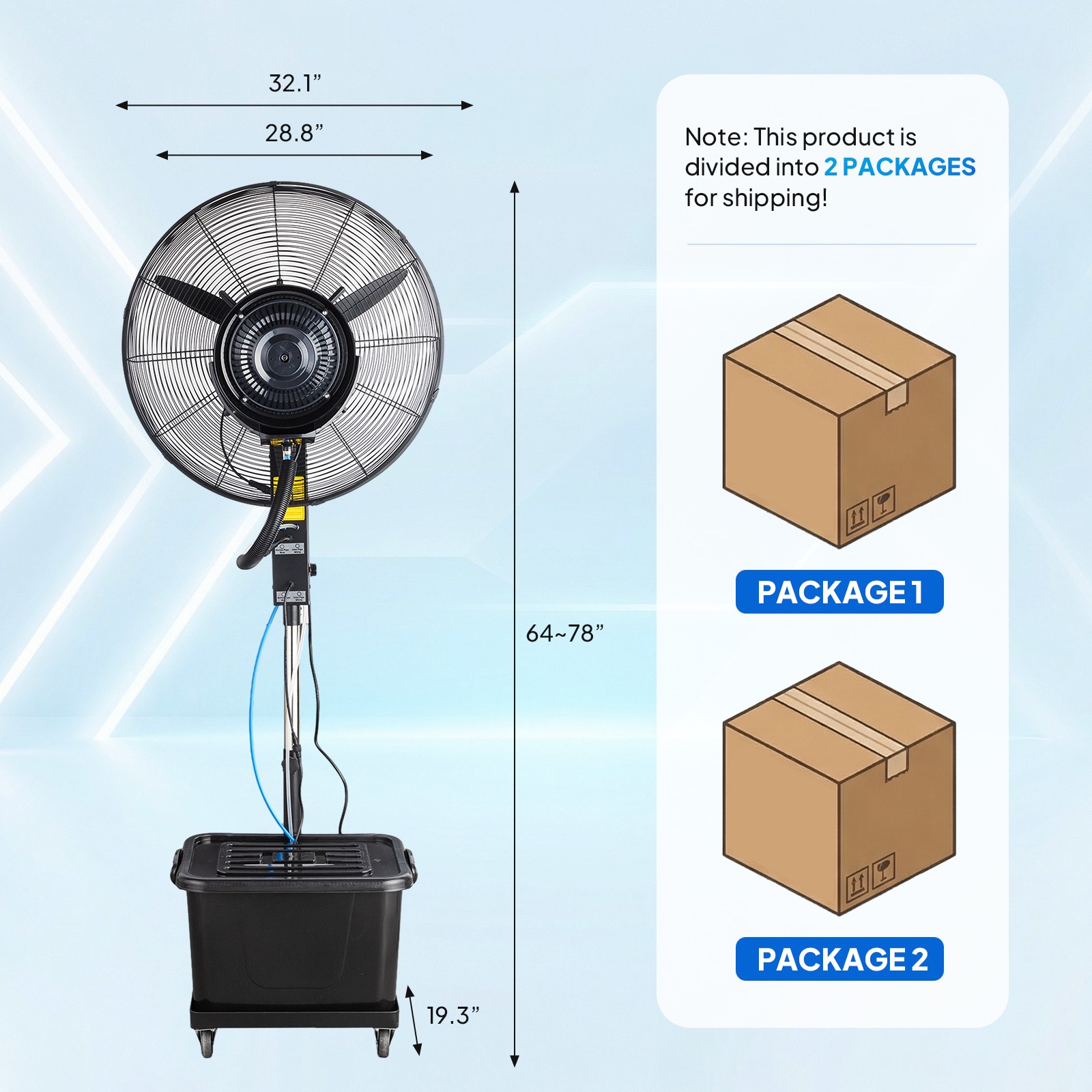 ROVSUN 30″ Outdoor Portable Misting Stand Fan with 42L/11Gal Water Tank, 3 Speed