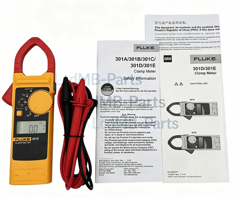 Fluke 301E AC/DC Clamp Meter 1000A AC/DC Voltage 600V Backlight Resistance Diode