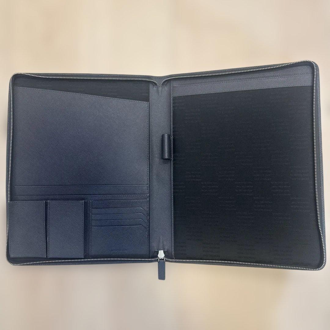 Montblanc A4 Size Leather Notepad Holder Notebook Cover Organizer Gray Used