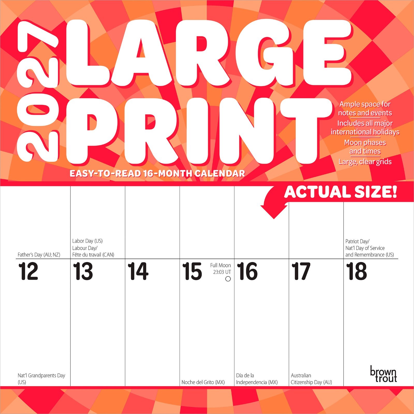 Large Print | 2027 12×24″ (Hanging) Wall Calendar | Matte Paper | Plastic-Free