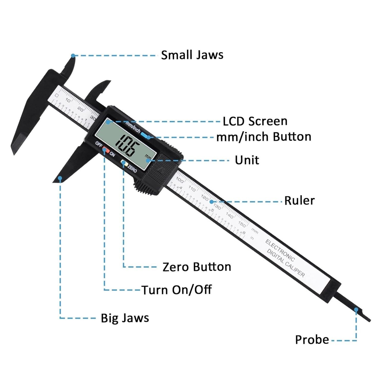 Large LCD Digital Caliper 0-6» – Perfect for DIY Projects & Precision Measuring