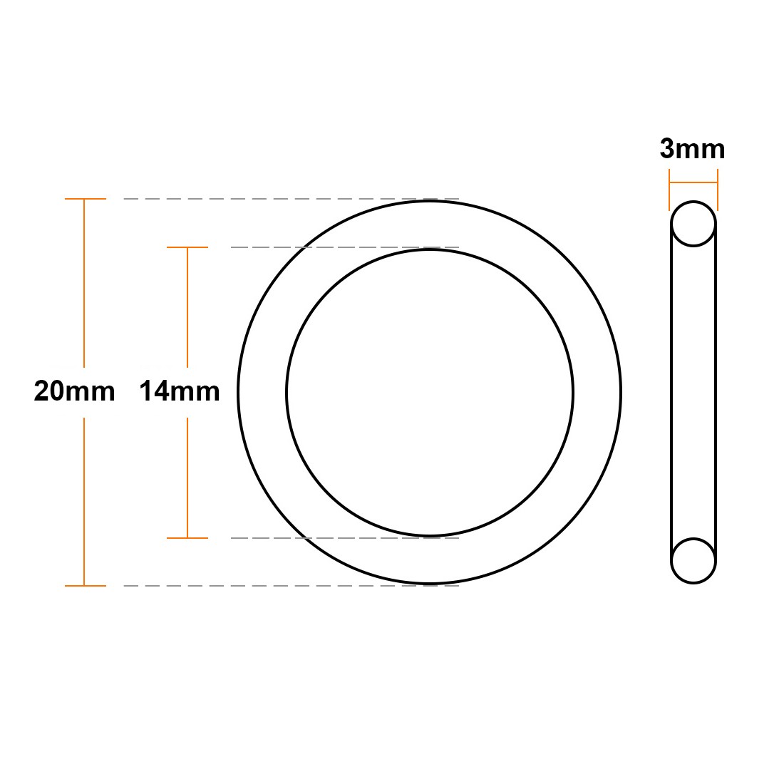 10 x Fluorine Rubber O-Rings 20mm OD 14mm ID 3mm Width Metric FKM Sealing Gasket