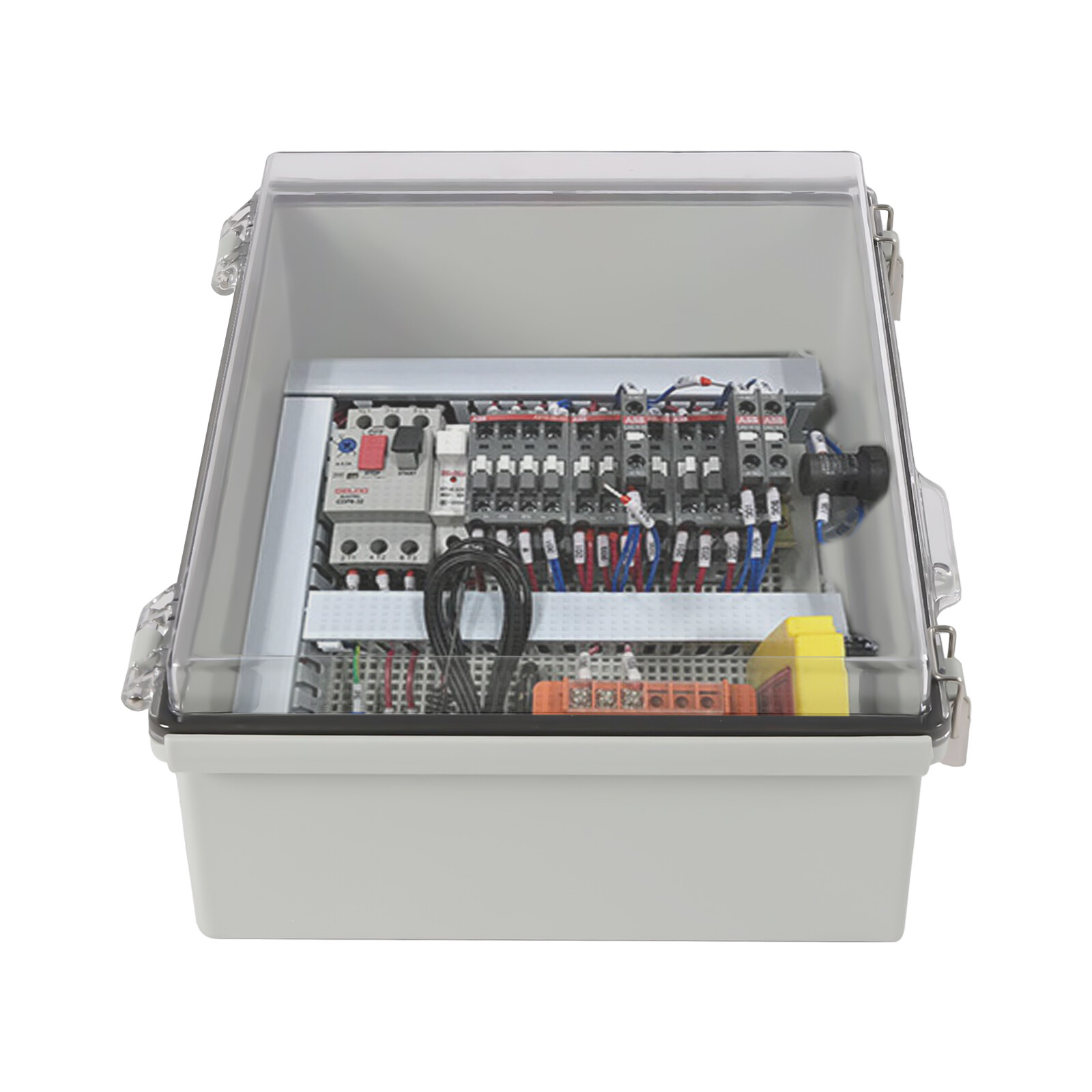 Wall Mount Hinged Cover Junction Box with Stainless Steel Latch and Clear Lid