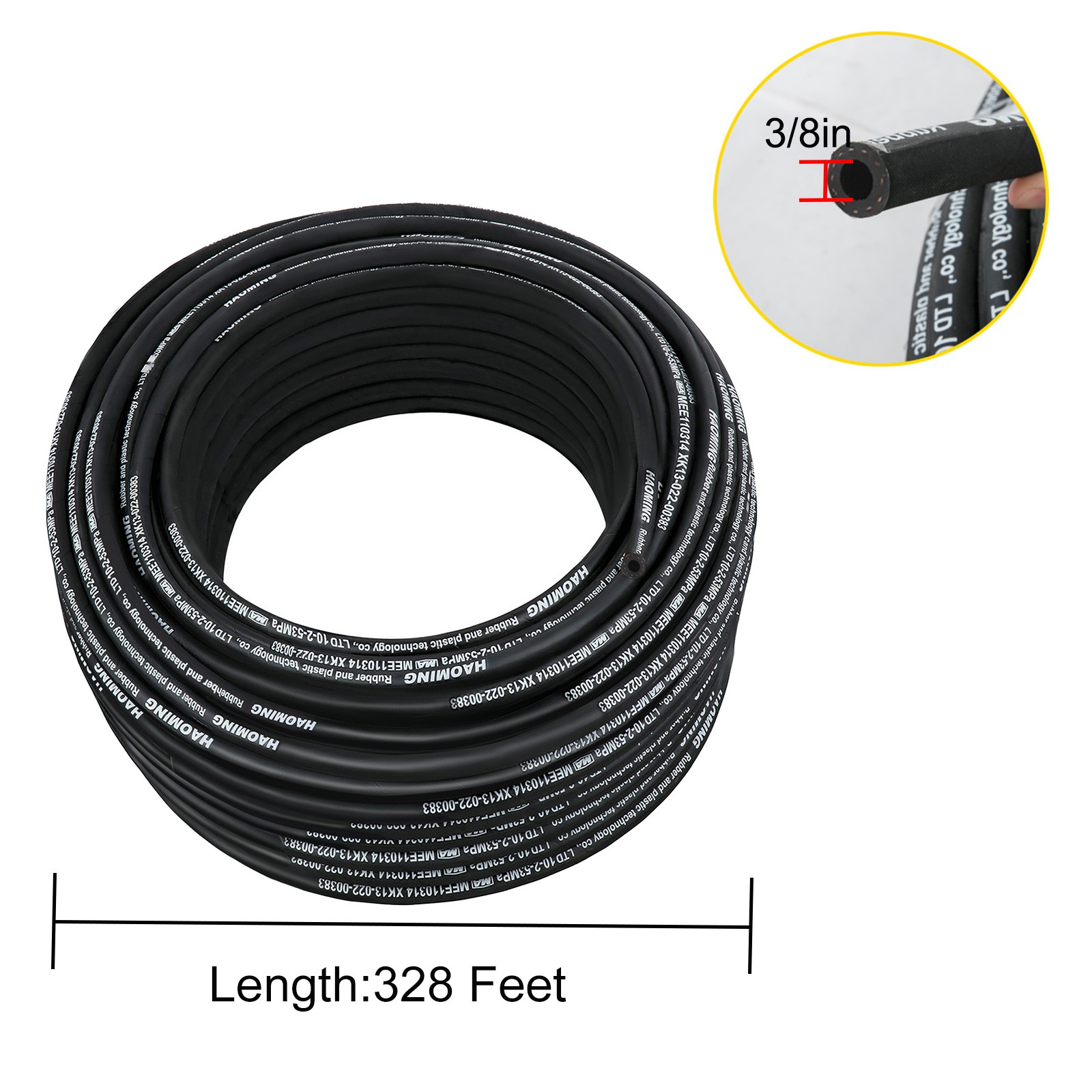 UimosoHydraulic Hose 3/8″ Hydraulic Oil Hoses 328 Feet Maximum Pressure 5000 PSI
