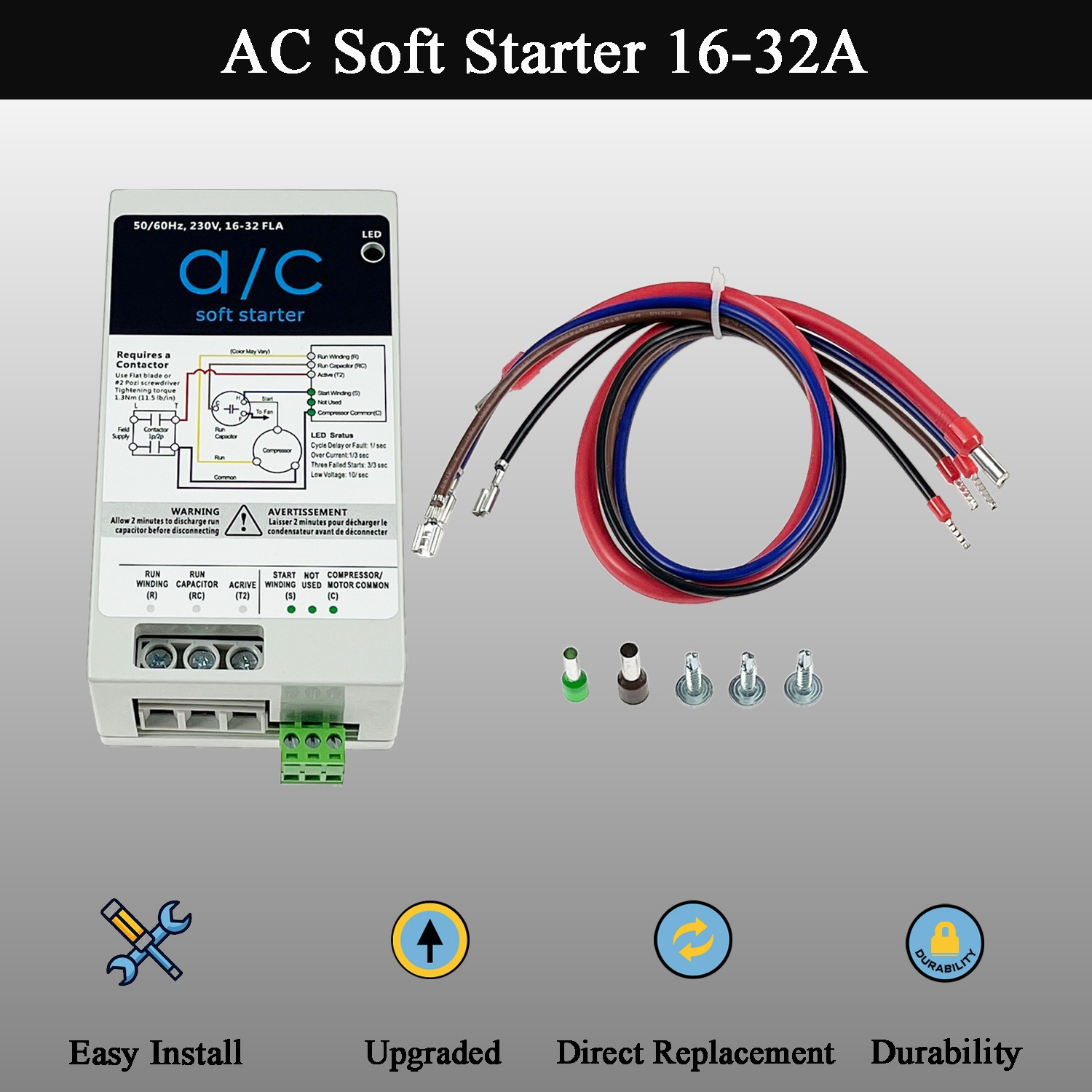 (16-32A) AC Soft Start Module Compatible with 4-7 Ton AC Unites | Easy Install
