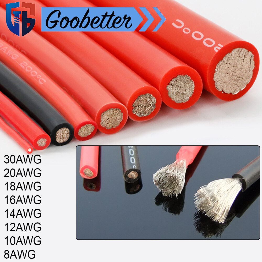 Flexible Soft Silicone Wire Cable 8/10/12/14/16/18/20/30 AWG Tinned Copper RC