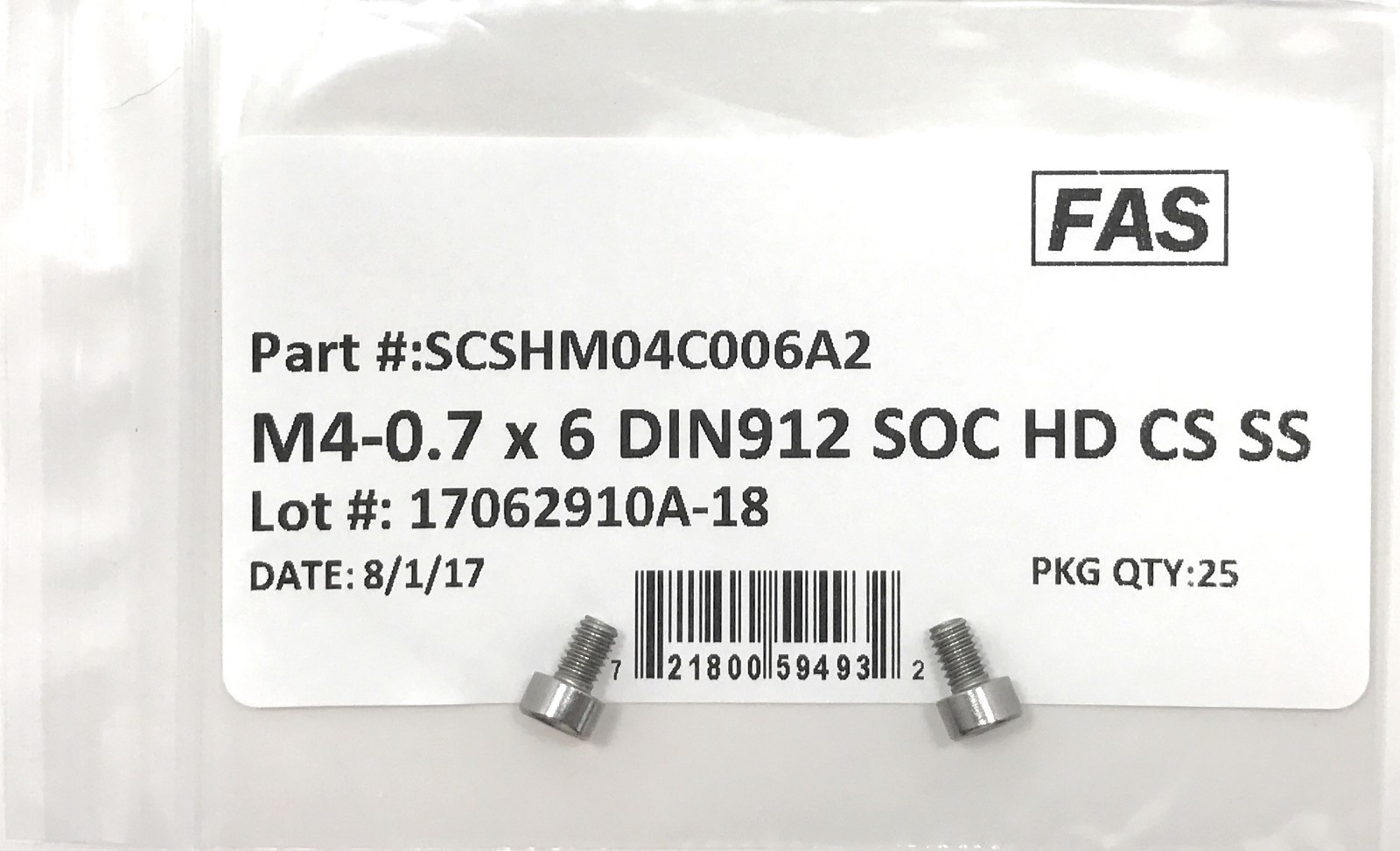 (25) M4-0.7 x 6 Stainless Steel Socket Head Socket Cap Screws DIN912 M4x0.7×6
