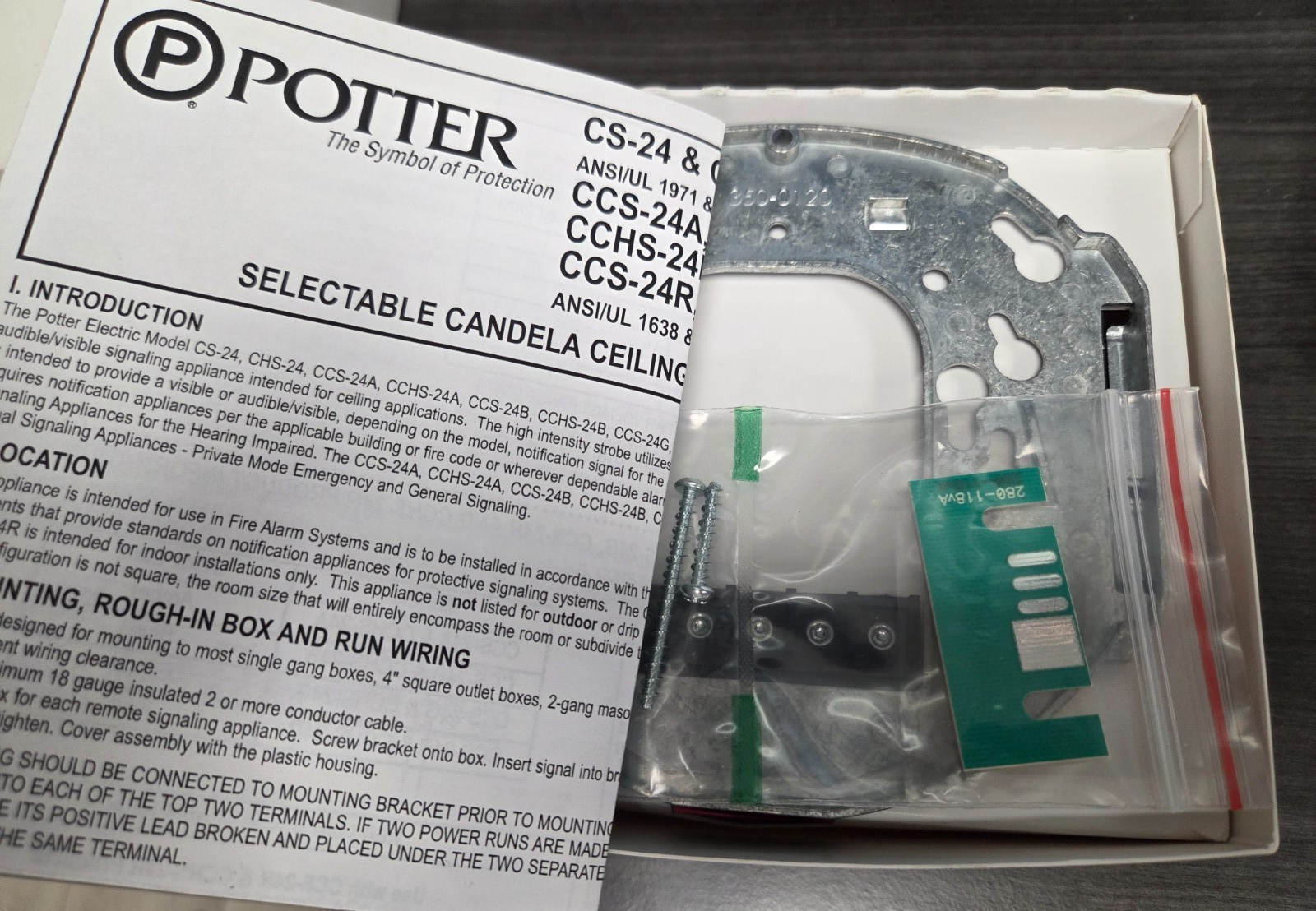 Potter CS 24R Selectable Ceiling Strobe Light NEW