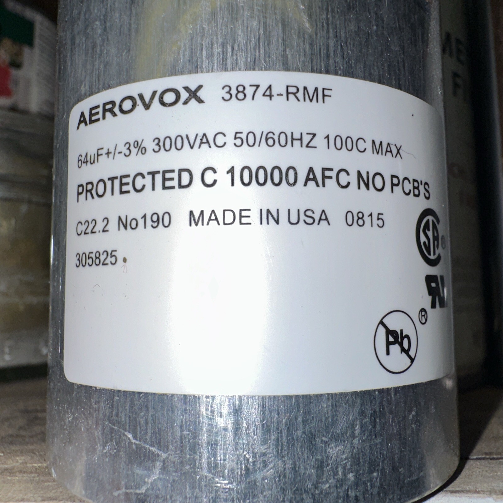 Aerovox Capacitor 3874-RMF 64uF 300v 50/60Hz 10000AFC 600w HPS Replacement NEW